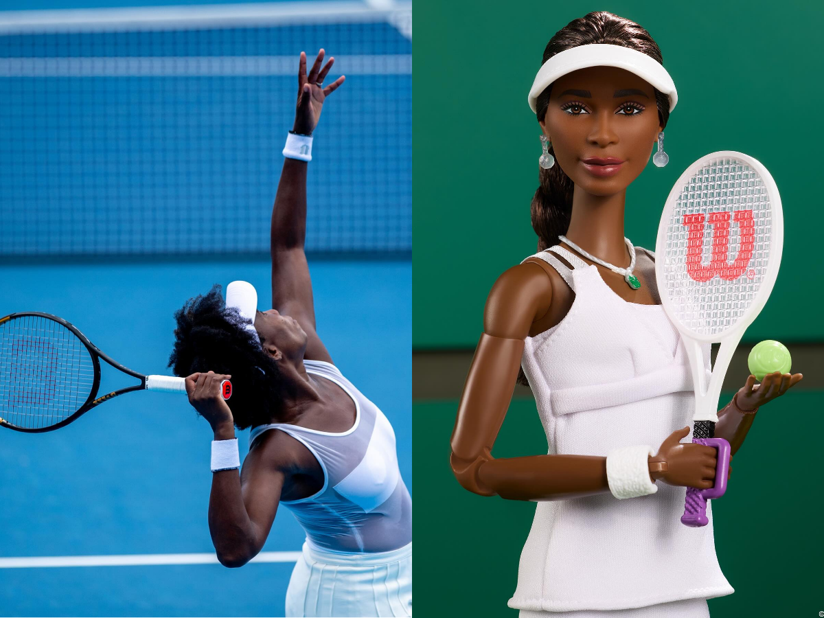 Foto: Reprodução/ Venus Williams | Divulgação/Mattel.
