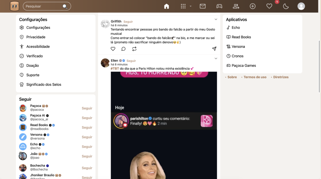 Captura de Tela - rede social paçoca