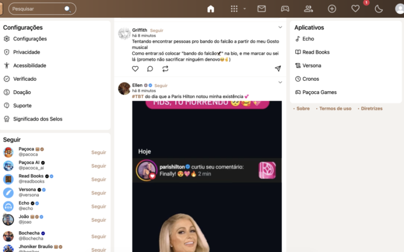 Captura de Tela - rede social paçoca